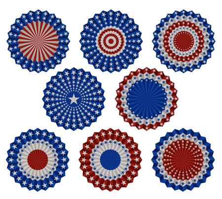 Set of american bunting, rosette decoration elements, EPS 10 contains transparency.のイラスト素材