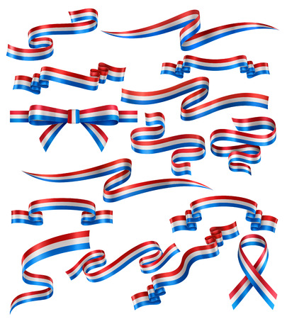 Set of flag of Netherlands ribbons, vector collection of decorative elements and banners, decoration for Dutch holidays . EPS 10 contains transparency.のイラスト素材