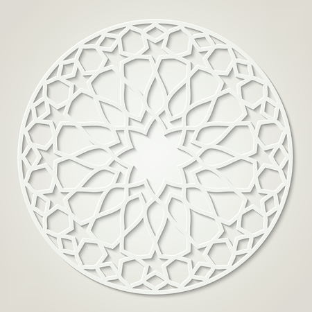 Round white pattern, traditional eastern ornament, contains transparency.のイラスト素材