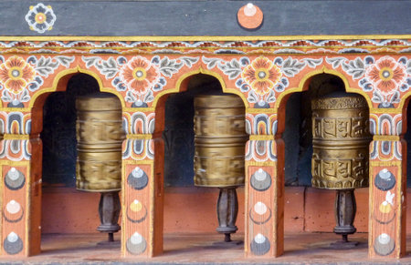 Prayer Wheels in Bhutanのeditorial素材