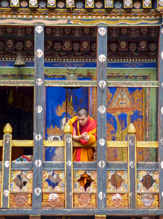 Monk ritual in Trashigang dzong - Bhutanのeditorial素材