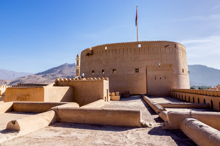 Nizwa Fort in Nizwa, Oman. It was built in the 1650s by the second Yarubi Imam, Imam Sultan Bin Saif Al Yarubi.のeditorial素材