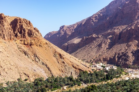 Village in the mountains of Wadi Bani Awf in Western Hajar - Omanの写真素材