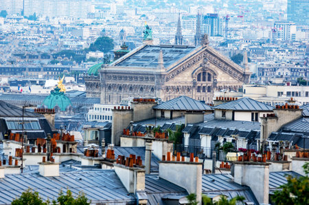 Rear view of Opera Gannier from montmartre at dusk - Paris Franceのeditorial素材