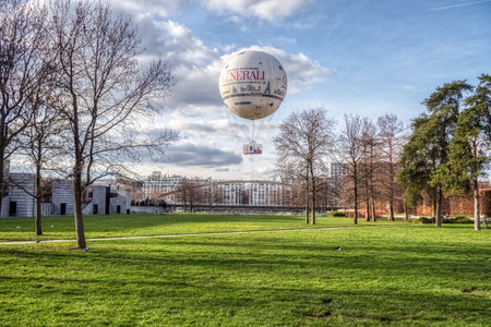Paris, France - February 12 2019: Balloon in Parc Andre Citroenのeditorial素材