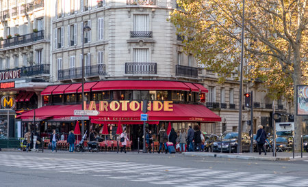 Paris, France - November 22 2019: The famous restaurant La Rotonde located on Montparnasse boulevard.のeditorial素材