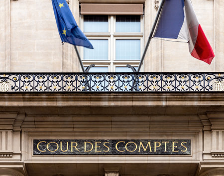 Paris, France - October 13 2019: Cour des comptes (Court of Audit) on Rue Cambon in Paris. It is a French administrative court in charge of conducting financial audits of most public institutionsのeditorial素材
