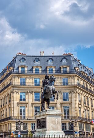 Paris, France: Equestrian statue of King Louis XIV at Place de Victoires (Victory Square) comissioned by King Louis XVIII to Francois Joseph Bosio.の写真素材