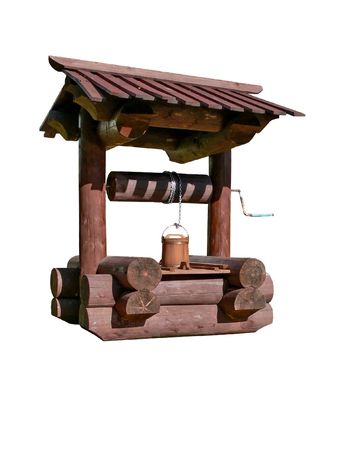 Rural well. Isolated on white.の写真素材