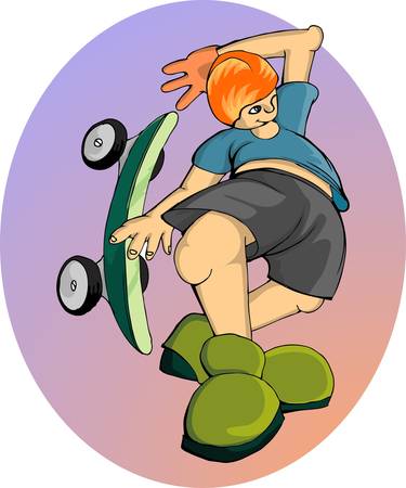 a boy playing skate boardのイラスト素材
