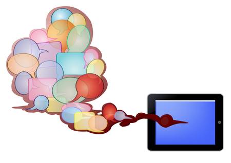 tablet pc and bubble textのイラスト素材