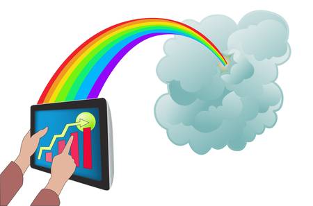 Cloud computing with tablet PCのイラスト素材