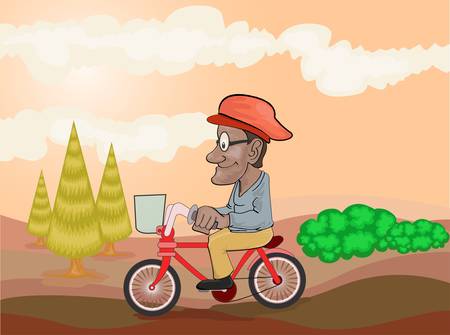 old man riding bikeのイラスト素材