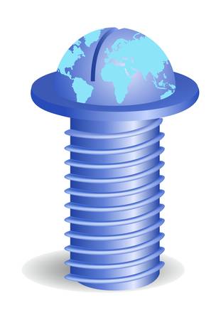 blue screw with globe on top of itのイラスト素材