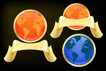 earth in golden circle with text のイラスト素材