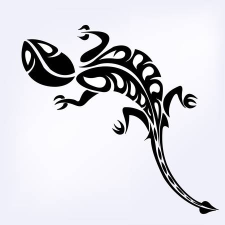 tribal lizard ornamentのイラスト素材