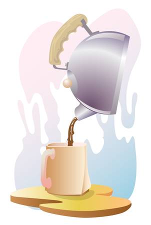 can pouring coffee to the cupのイラスト素材