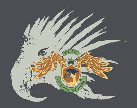 wing and shield for college club on grunge eagle backgroundのイラスト素材