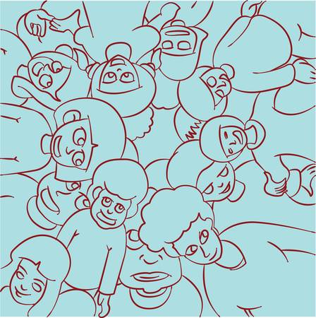 illustration of group of children isolated on dark colorのイラスト素材