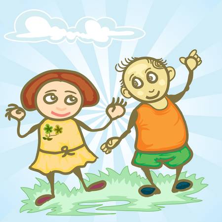 couple children in happy expression のイラスト素材