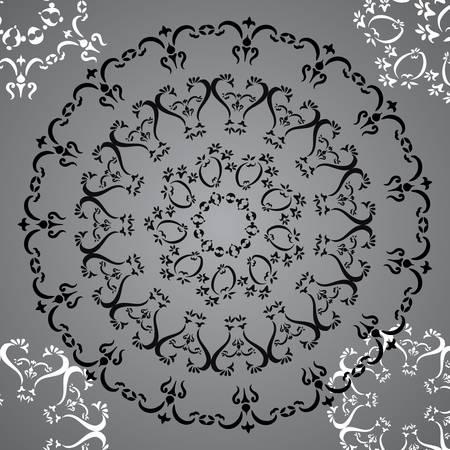 black flourish circled ornamentのイラスト素材