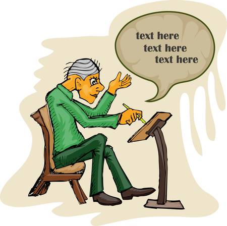 old thin lecture sitting and give presentationのイラスト素材