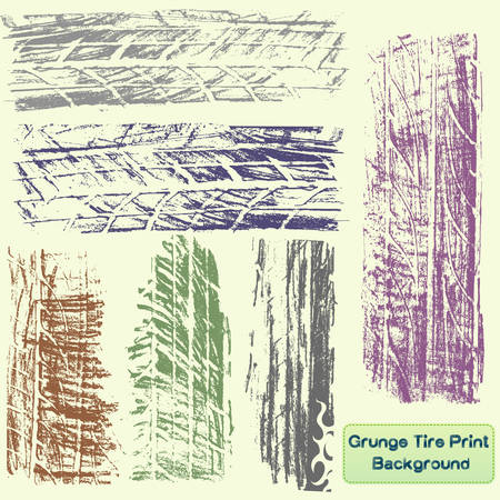 Set of grunge tire stampのイラスト素材