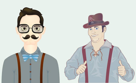 pair of men in traditional germany cotumeのイラスト素材