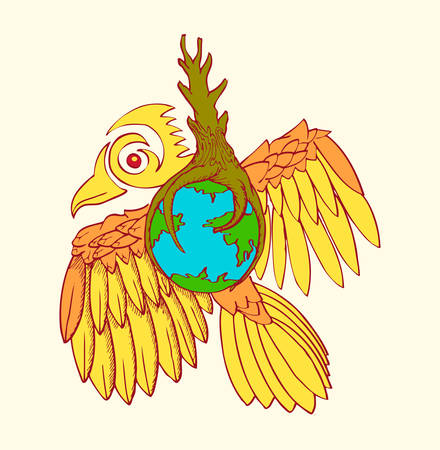 earth on flying bird for environmental symbolのイラスト素材