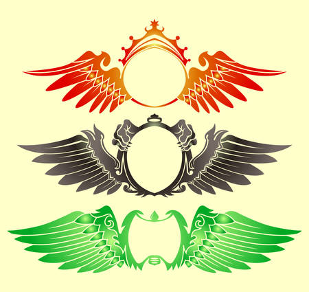 set of wings badge isolated vector illustrationのイラスト素材