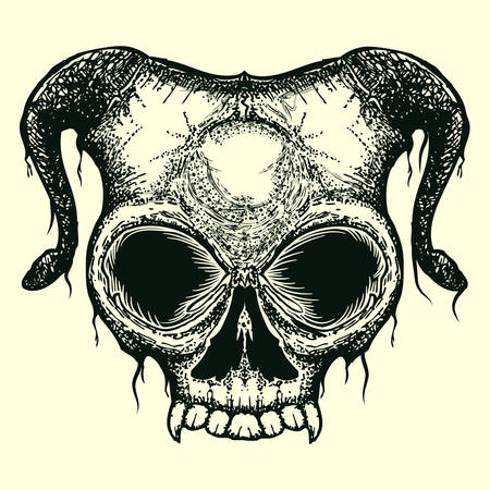 skull hand draw vector illustration isolatedのイラスト素材