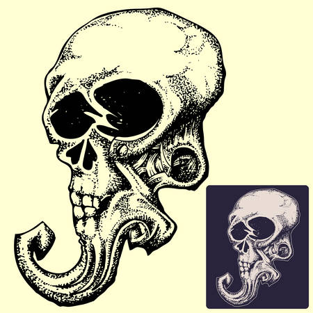 skull hand draw vector illustration isolatedのイラスト素材