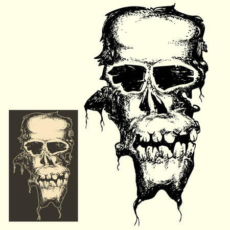 skull hand draw vector illustration isolatedのイラスト素材