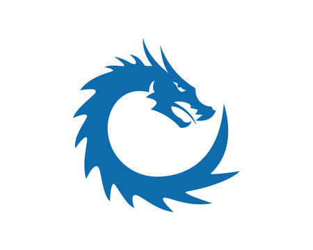 Head dragon flat color logo template vector illustrationのイラスト素材