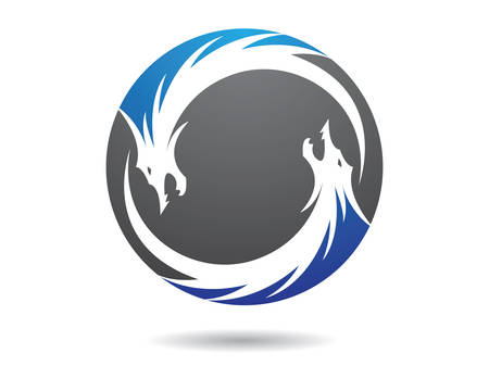 Head dragon flat color template vector illustrationのイラスト素材