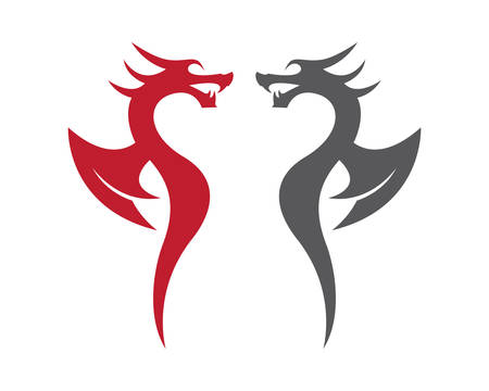 Head dragon flat color logo template vector illustrationのイラスト素材