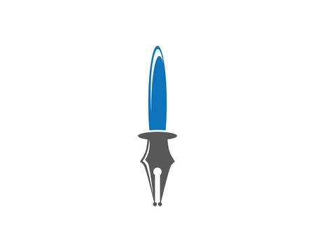 Vector logo design element on white background. Feather writingのイラスト素材
