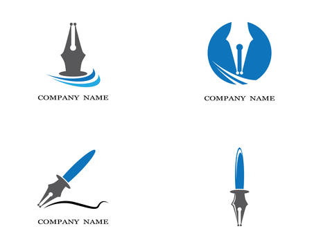 Vector logo design element on white background. Feather writingのイラスト素材