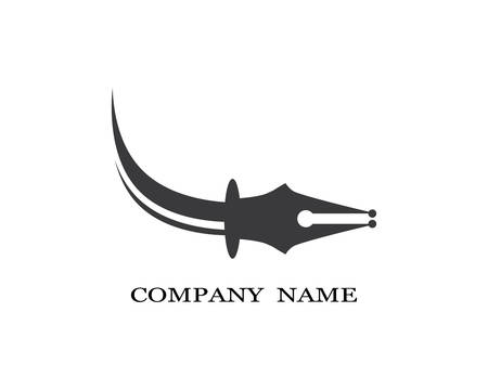 Vector logo design element on white background. Feather writingのイラスト素材