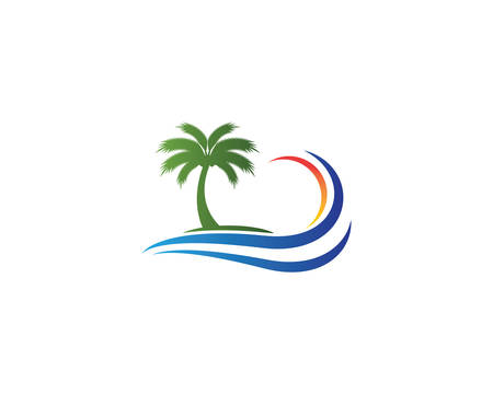 Palm tree summer logo template vector illustrationのイラスト素材