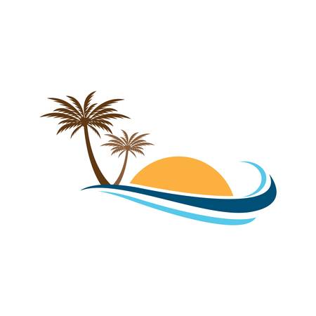 Palm tree summer logo template vector illustrationのイラスト素材