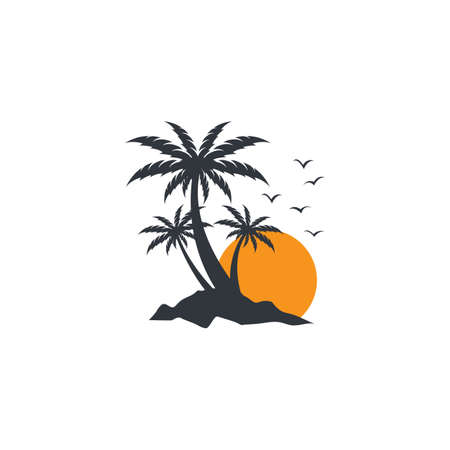 Palm tree summer logo template vector illustrationのイラスト素材