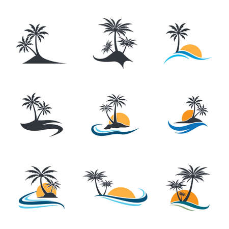 Palm tree summer vector icon illustrationのイラスト素材