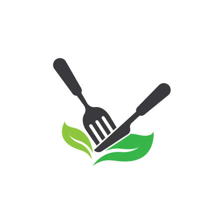 Vegetarian food logo template vector iconのイラスト素材