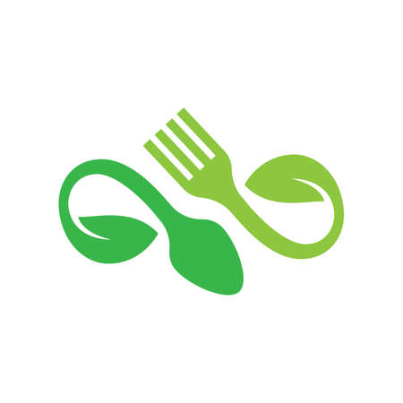 Vegetarian food logo images illustration designのイラスト素材