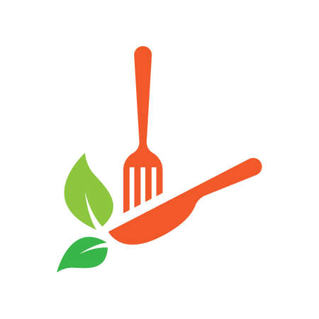 Vegetarian food logo images illustration designのイラスト素材