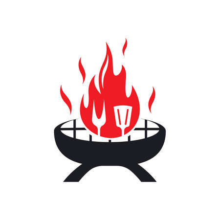 Hot grill logo images illustration designのイラスト素材