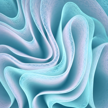 Organic bioluminescent membrane background with soft cyan and violet glow, ideal for serene tech and nature-inspired design projects.の素材