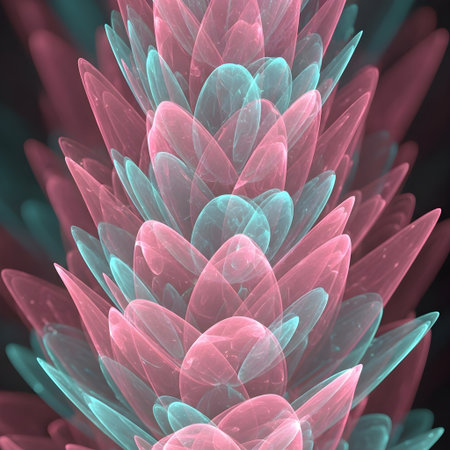 Translucent petal-like lightforms floating on a soft gradient, perfect for wellness, beauty, and ambient backgrounds.の素材