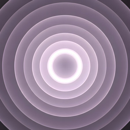 Concentric organic rings of soft light creating a meditative abstract background for wellness and spiritual design.の素材